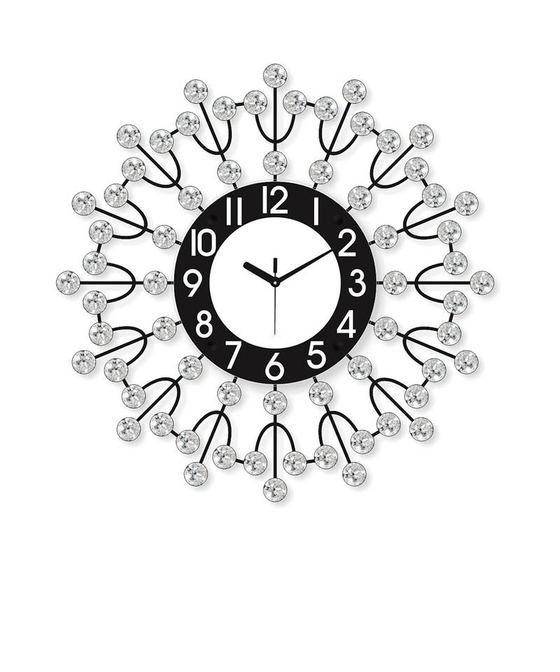 eCraftIndia Diamond Series Flower Design Iron Wall Clock