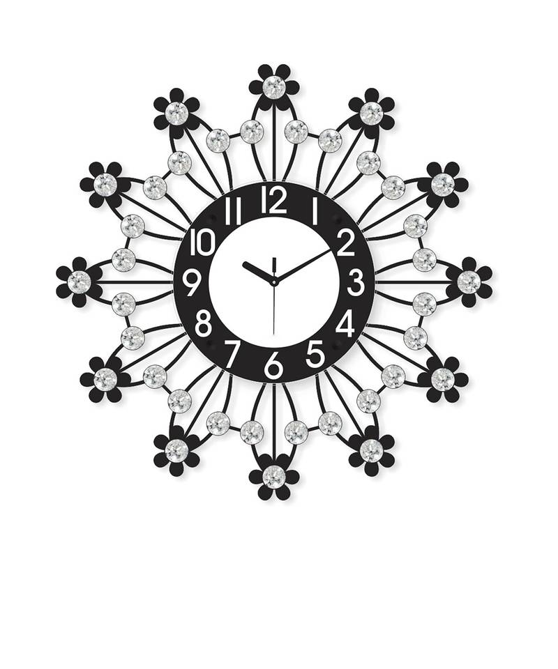 eCraftIndia Diamond Series Flower Design Iron Wall Clock
