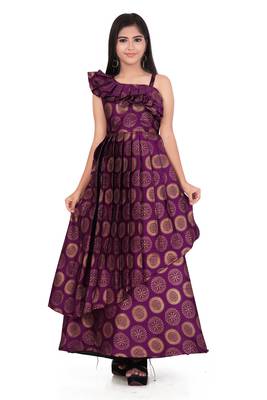 EVERWILLOW  Purple Brocade Gown For Girls 1