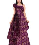 EVERWILLOW  Purple Brocade Gown For Girls