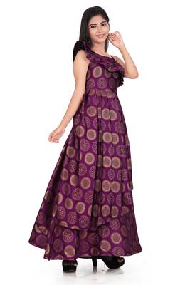 EVERWILLOW  Purple Brocade Gown For Girls 2
