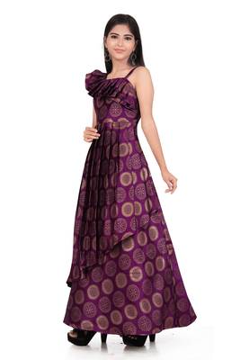 EVERWILLOW  Purple Brocade Gown For Girls 3