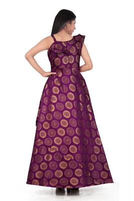 EVERWILLOW  Purple Brocade Gown For Girls 4