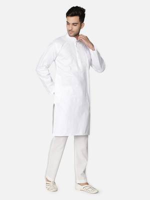 Hand Embroidered Lucknawi Chikankari White Cotton Kurta for Men's 3