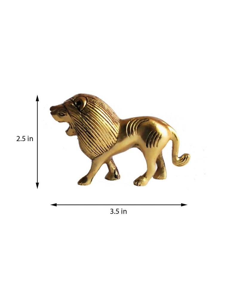 Salvus  Antique Handmade Metal Lion Figurine Statue Showpiece for Home  Office  Table Decor (3.5x2.5 inch)