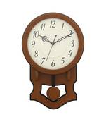 eCraftIndia Round Brown Wooden Pendulum Wall Clock