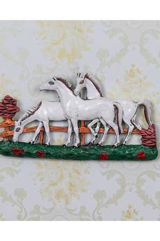 eCraftIndia Set of 3 White Horses Decorative Wall Hanging