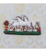 eCraftIndia Set of 3 White Horses Decorative Wall Hanging