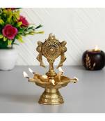 eCraftIndia Chakra Handcrafted Brass Diya with 5 wicks