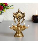 eCraftIndia Shankha Handcrafted Brass Diya with 5 wicks