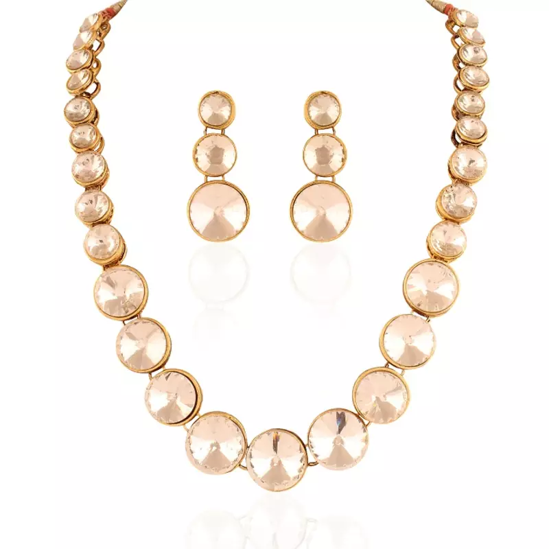Elegant Gold Plated Australian Diamond Stone  Necklace Set