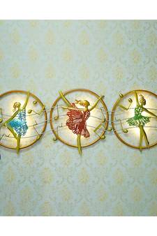 eCraftIndia Set of 3 Dancing Lady Handcrafted Iron Wall Hanging with background LED's