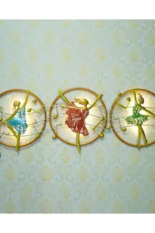 eCraftIndia Set of 3 Dancing Lady Handcrafted Iron Wall Hanging with background LED's