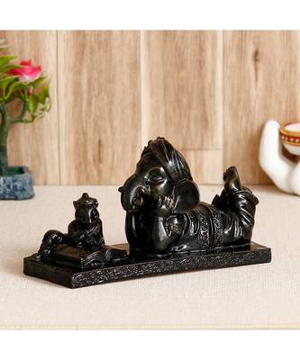 eCraftIndia Lord Ganesha Sitting With Mushak Handcrafted Decorative Polyresin Figurine 1