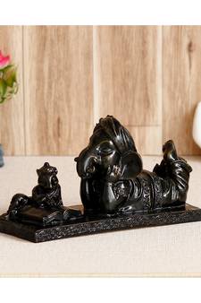 eCraftIndia Lord Ganesha Sitting With Mushak Handcrafted Decorative Polyresin Figurine