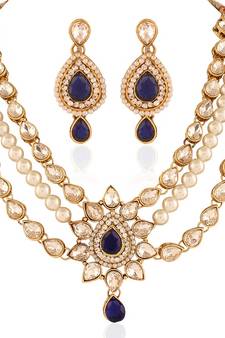Gleaming Gold  Plated Australian Diamond Stone  Necklace Set
