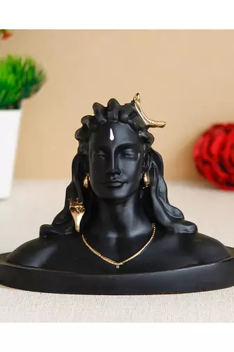 eCraftIndia Black Adiyogi Lord Shiva Handcrafted Polyresin Figurine