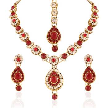 Marvellous Gold Plated Australian Diamond Stone  Necklace Set 1