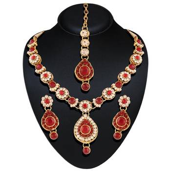 Marvellous Gold Plated Australian Diamond Stone  Necklace Set 2
