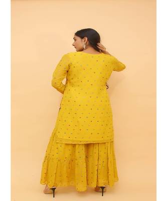 Mustard Yellow Color Chinon Base Salwar Kameez with Thread & Sequins Work 2