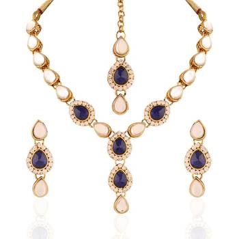 Alluring Gold Plated Australian Diamond Stone  Necklace Set 1