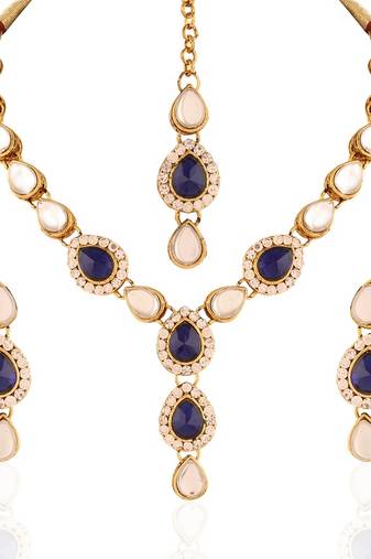 Alluring Gold Plated Australian Diamond Stone  Necklace Set