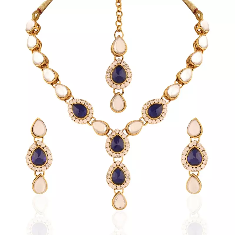 Alluring Gold Plated Australian Diamond Stone  Necklace Set