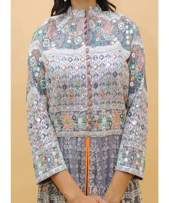 Grey Color Georgette Base Designer Sharara Suit with Thread & Sequins Work 5
