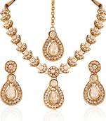 Glimmery Gold Plated Australian Diamond Stone  Necklace Set