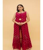 Raspberry Red Color Georgette Base Salwar Kameez with Rubber Print Work