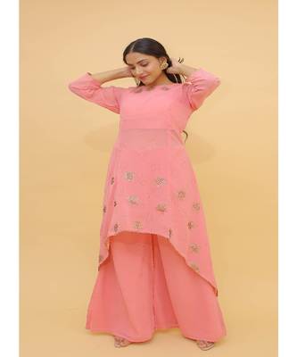 Baby Pink Color Georgette Base Salwar Kameez with Swarovski Work 3