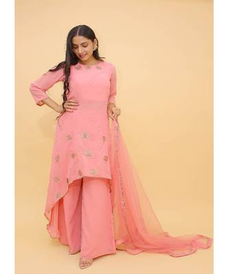 Baby Pink Color Georgette Base Salwar Kameez with Swarovski Work 4