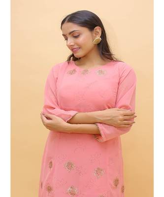 Baby Pink Color Georgette Base Salwar Kameez with Swarovski Work 5