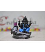 eCraftIndia Blue Lord Ganesha Decorative Showpiece with 10 free Smoke Backflow Scented Cone Incenses