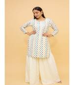 White Georgette Base Designer Sharara Suit with Thread & Foil Work