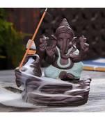 eCraftIndia Green Lord Ganesha Decorative Showpiece with 10 free Smoke Backflow Scented Cone Incenses
