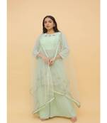 Sea Green Color Georgette Base Salwar Kameez with Swarovski Work