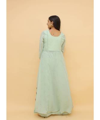 Sea Green Color Georgette Base Salwar Kameez with Swarovski Work 5