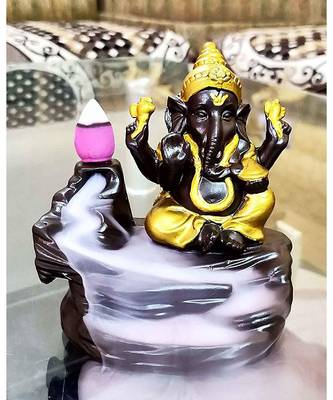 eCraftIndia Lord Ganesha Decorative Showpiece with 10 free Smoke Backflow Scented Cone Incenses 1