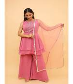 Baby Pink Color Georgette Base Salwar Kameez with Swarovski Work