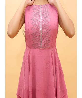 Baby Pink Color Georgette Base Salwar Kameez with Swarovski Work 5