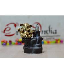 eCraftIndia Golden Lord Ganesha Decorative Showpiece with 10 free Smoke Backflow Scented Cone Incenses