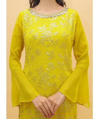 Mustard Color Chinon Base Salwar Kameez with Sequins & Sequins Work 5