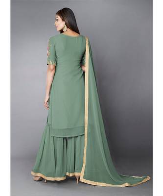 Pista Green Color Georgette Base Salwar Kameez with Thread & Sequins Work 2