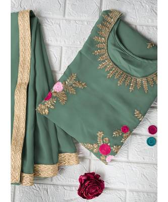 Pista Green Color Georgette Base Salwar Kameez with Thread & Sequins Work 4