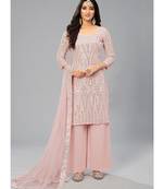 Baby Pink Color Georgette Base Salwar Kameez with Thread & Foli Mirror Work