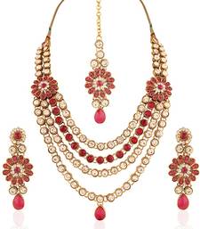 Wedding Sets For Women Bridal Online 35 Off Splendid Gold Plated Australian Diamond Stone Necklace Set Women Ethnic Wear Online