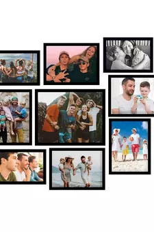 India Memory Wall Collage Photo Frame  Set of 9 Photo Frames for 3 Photos of 57, 5 Photos of 68, 1 Photos of 810