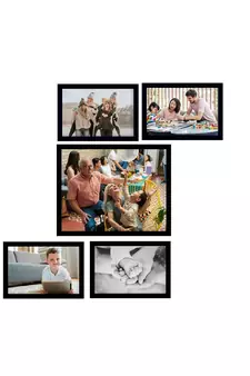 eCraftIndia Memory Wall Collage Photo Frame - Set of 5 Photo Frames for 4 Photos of 5"x7", 1 Photos of 8"x10"