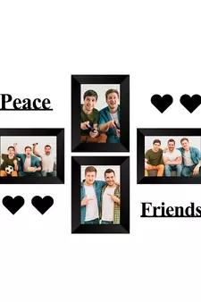 Memory Wall  Photo Frame    4 Photo Frames for 4 Photos  57 1 Piece  PEACE 1 Piece  FRIENDS 4 Pieces  HEARTS